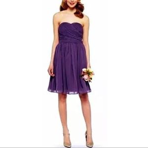 Tevolio Purple Chiffon Strapless Pleated Crisscross Bodice Dress Size 2